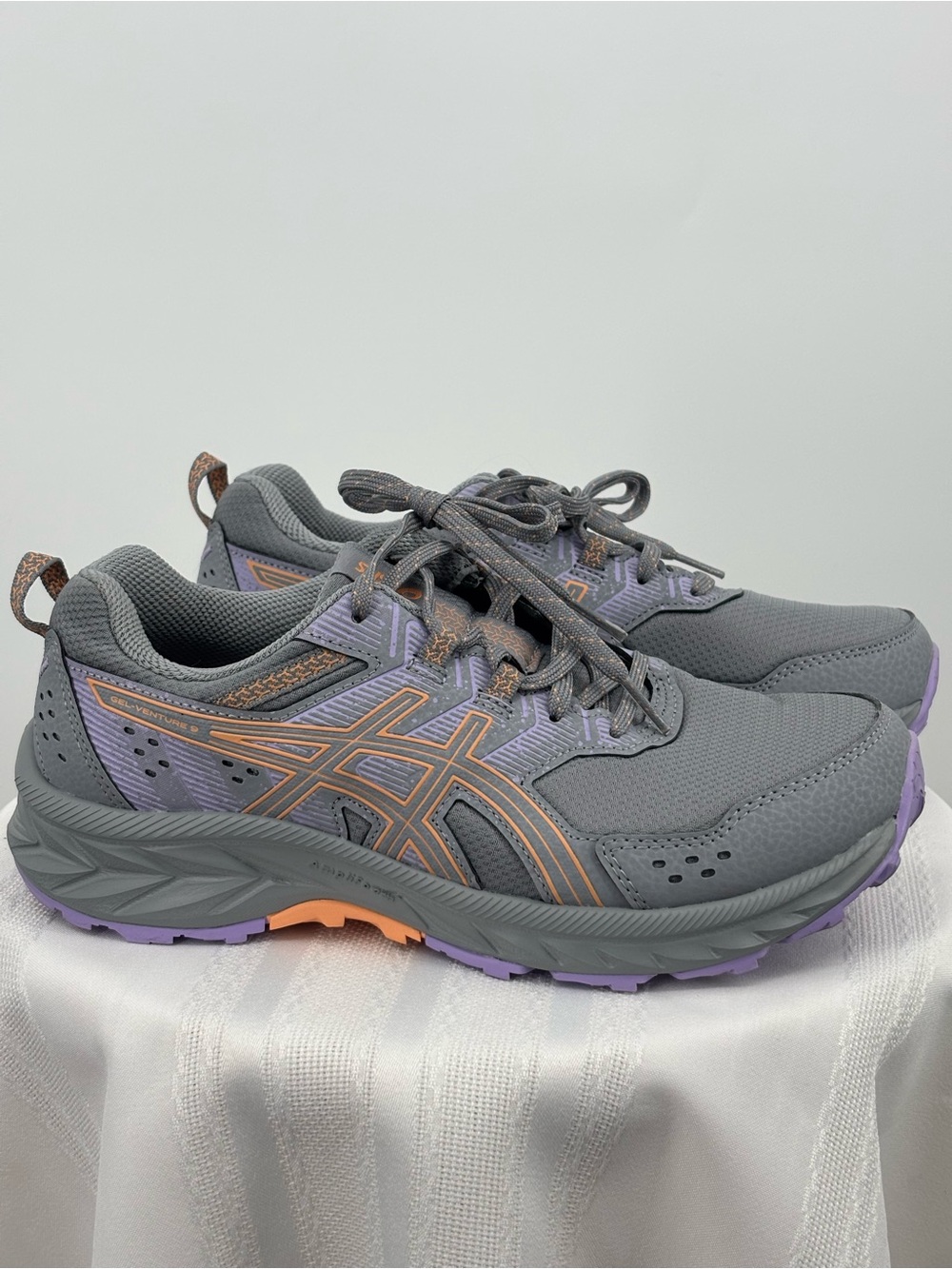 Asics Gel-Venture 9 Women’s 7.5 Wide, Trail Running Shoes Gray Purple Orange
